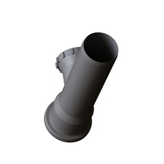 Plastic sewer pipe grey on white background, isolated. 3D rendering of excellent quality in high resolution. It can be enlarged and used as a background or texture.