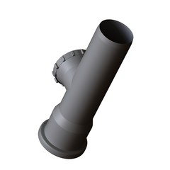 Plastic sewer pipe grey on white background, isolated. 3D rendering of excellent quality in high resolution. It can be enlarged and used as a background or texture.