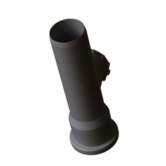 Plastic sewer pipe grey on white background, isolated. 3D rendering of excellent quality in high resolution. It can be enlarged and used as a background or texture.