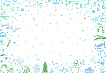 Hand drawn christmas pattern. Sketchy wallpaper with holiday xmas elements. Design for your business