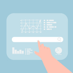 Concept of hand with digital virtual screen