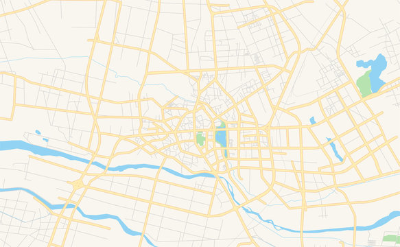 Printable street map of Kashgar, China