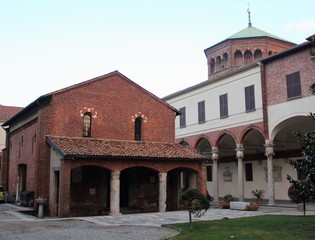 Fototapeta premium Milan, Italy, October 22, 2017 - Basilica of Sant'Ambrogio, patron saint of Milan, one of the oldest churches in the city