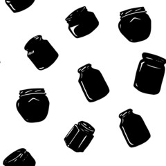 Seamless pattern with the image of jars of different shapes. Suitable for wrapping paper, wallpaper, cases for devices.