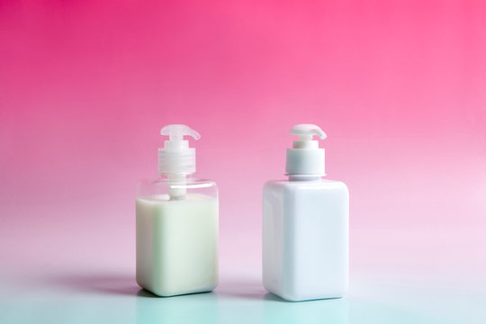 two rectangular pump bottles