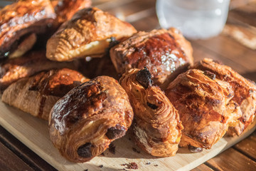 Isolated close up tray of a collection of fresh sweet pastries- Israel