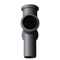 Plastic sewer pipe grey on white background, isolated. 3D rendering of excellent quality in high resolution. It can be enlarged and used as a background or texture.
