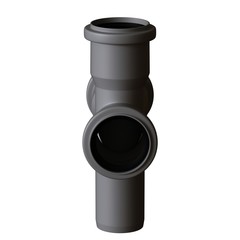 Plastic sewer pipe grey on white background, isolated. 3D rendering of excellent quality in high resolution. It can be enlarged and used as a background or texture.