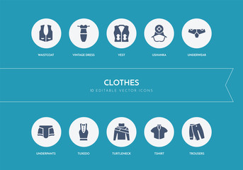 10 clothes concept blue icons