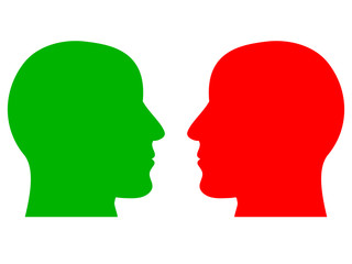 A simple design of the silhouettes of two human heads