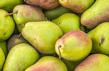 Harvest pears in the market as a background