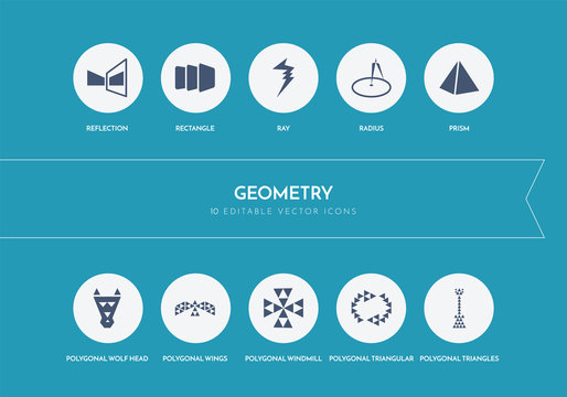 10 geometry concept blue icons