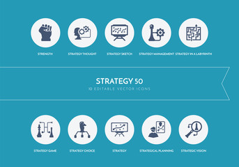 10 strategy 50 concept blue icons