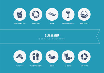 10 summer concept blue icons