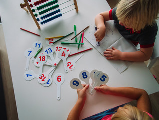 kids calculate and learn numbers, children study math