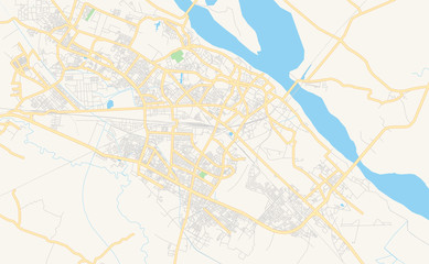 Fototapeta na wymiar Printable street map of Kanpur, India