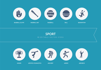 10 sport concept blue icons