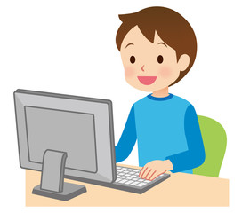 パソコンを操作する男の子