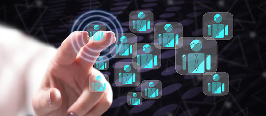 Woman touching a business team concept