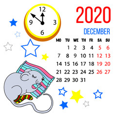 Little funny hand vector mouse with month december calendar for the 2010 year.