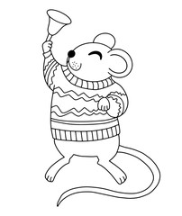 Cute cartoon style mouse with a bell