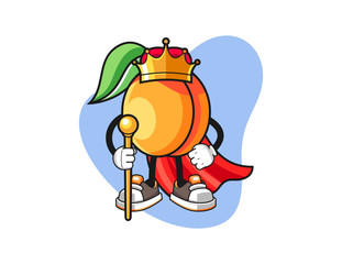 Apricots king mascot design vector. Cartoon character illustration for business, t shirt, sticker.