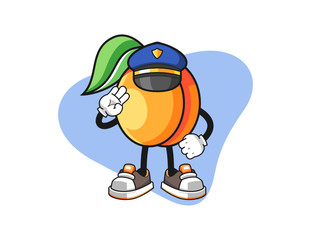 Apricots police officer mascot design vector. Cartoon character illustration for business, t shirt, sticker.