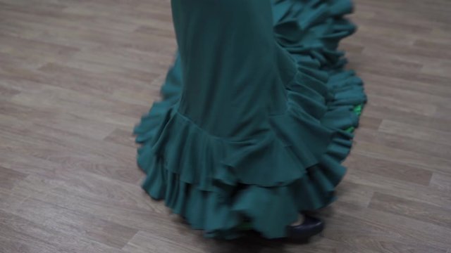 the girl dances flamenco, spanish bata