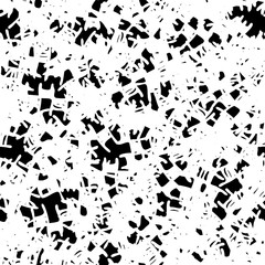 Naklejka premium Grunge background monochrome vector seamless. Black and white vintage texture. Randomly arranged elements