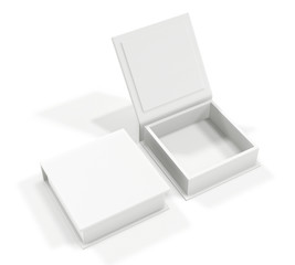 White blank cardboard box isolated on white background. Mock up template. 3d rendering