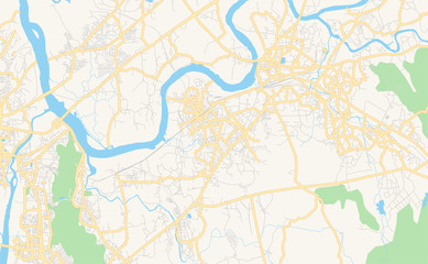 Fototapeta na wymiar Printable street map of Kalyan-Dombivli, India