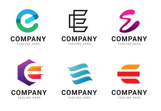 Set of letter E logo icons design template elements. Collection of vector sign symbol