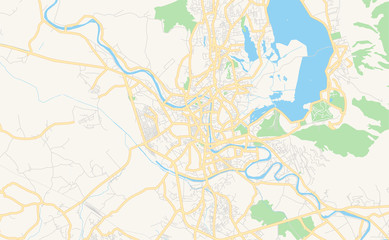 Fototapeta premium Printable street map of Srinagar, India