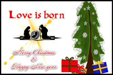 christmas and new year greeting card