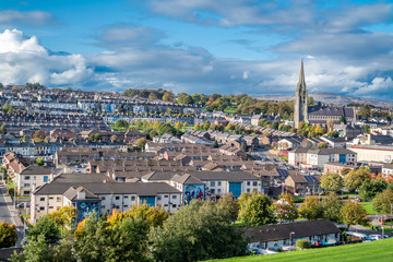 Obraz premium Aerial view of Derry, Londonderry in Northern Ireland