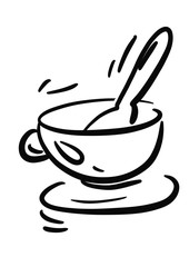 Tea, Cup, Coffee. Illustration Hand Drawn Brush. Flat, Icon, Sign, Symbol, Object, Graphic Design, Element
