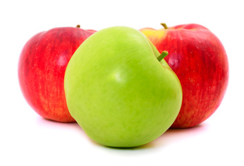  Fresh green and red apples.