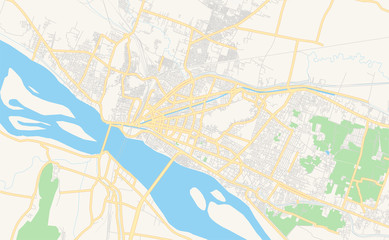 Fototapeta na wymiar Printable street map of Vijayawada, India