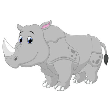 A big rhino cartoon isolated on white background