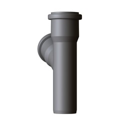 Plastic sewer pipe grey on white background, isolated. 3D rendering of excellent quality in high resolution. It can be enlarged and used as a background or texture.