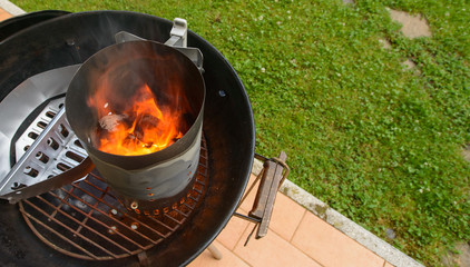 preparing barbecue grill