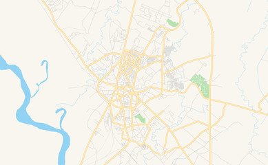 Printable street map of Bareilly, India