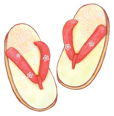 和風雑貨　草履のイラスト　春と花