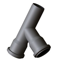 Plastic sewer pipe grey on white background, isolated. 3D rendering of excellent quality in high resolution. It can be enlarged and used as a background or texture.