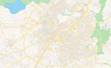 Fototapeta na wymiar Printable street map of Gurgaon, India