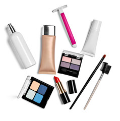 Obraz premium makeup beauty brush powder lipstick cosmetic