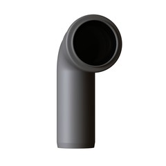 Plastic sewer pipe grey on white background, isolated. 3D rendering of excellent quality in high resolution. It can be enlarged and used as a background or texture.