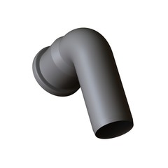 Plastic sewer pipe grey on white background, isolated. 3D rendering of excellent quality in high resolution. It can be enlarged and used as a background or texture.