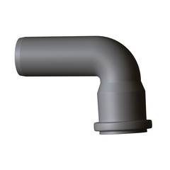 Plastic sewer pipe grey on white background, isolated. 3D rendering of excellent quality in high resolution. It can be enlarged and used as a background or texture.