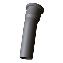 Plastic sewer pipe grey on white background, isolated. 3D rendering of excellent quality in high resolution. It can be enlarged and used as a background or texture.